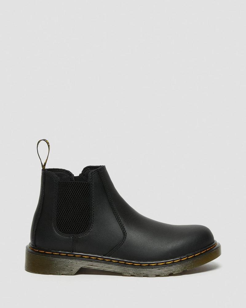 Kids' Dr Martens Youth 2976 Softy T Leather Chelsea Boots Black | AU 671KOR